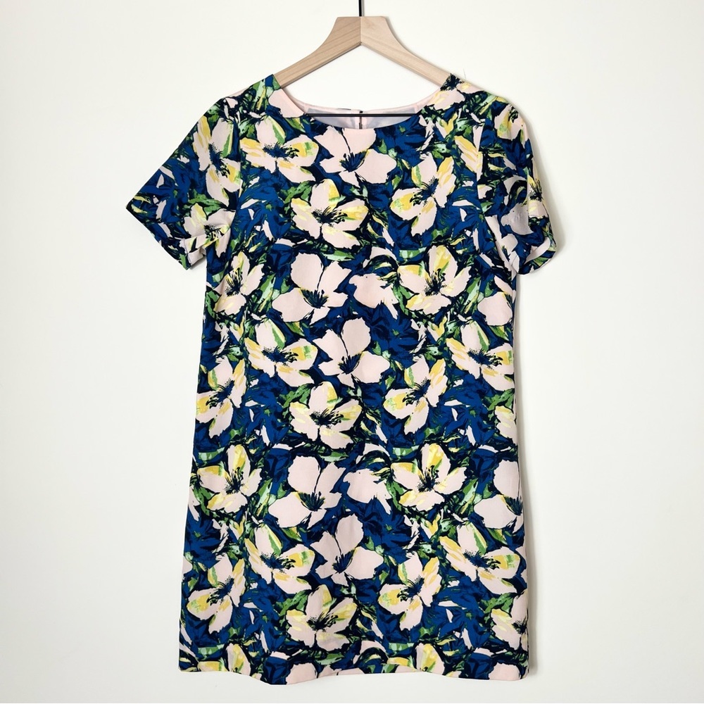 J. Crew Factory Floral Shift Dress in Navy, White & Green